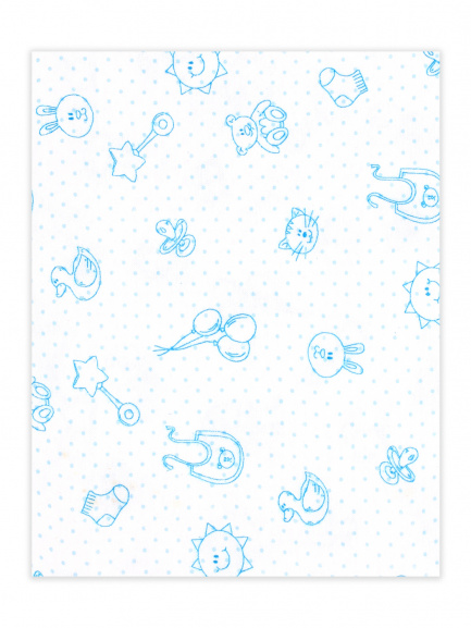 Пеленка фланель однотон горошек/голубой