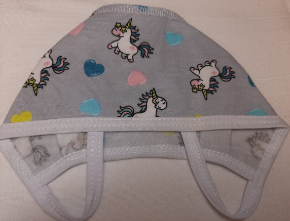 Чепчик единорог сердечки/серый