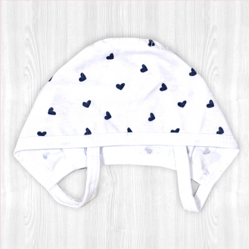 Чепчик детский трикотажный сердечки/черный