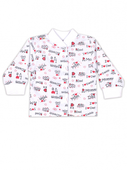 Кофта детская на кнопках люблю/маму (белый)