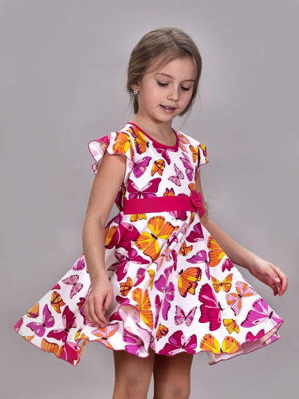 Платье детское бабочки/фуксия