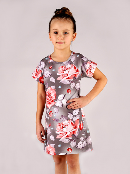 Платье летнее Цветы/коралл