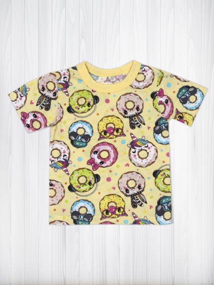 Футболка для девочек пончики/желтый
