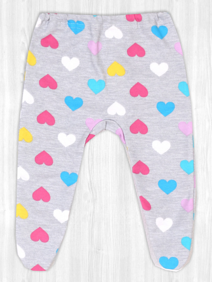 Ползунки для новорожденных на резинке сердечки/меланж