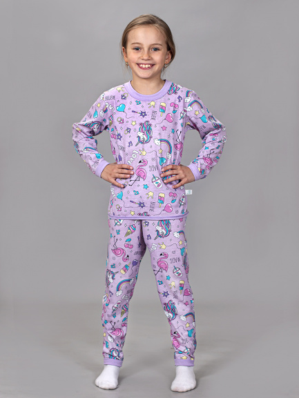 Пижама для девочек футер розовый/фламинго