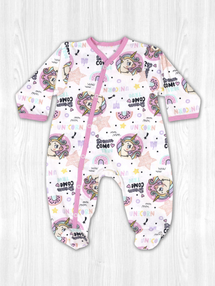 Комбинезон футер юникорн/розовый