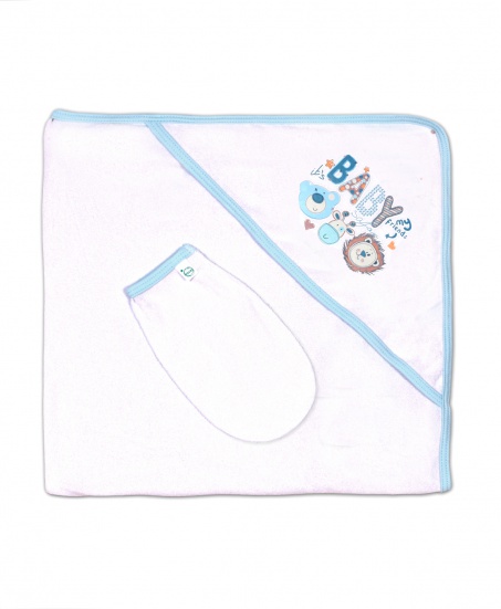 Пелёнка купальная с рукавичкой Т1 сафари/белый