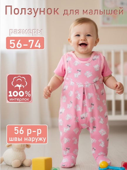 Ползунки ППг89 мяу/розовый