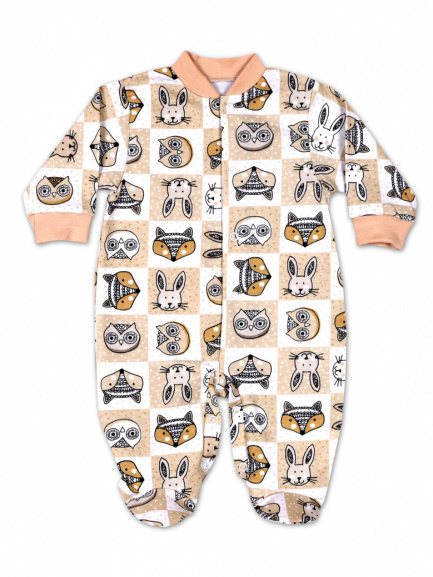 Комбинезон футер Звери/беж