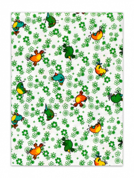 Пеленка фланель набивная птички/зеленый