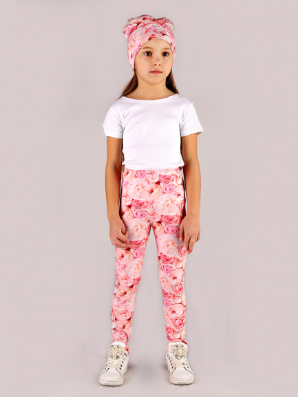 Леггинсы для девочек розы/коралл