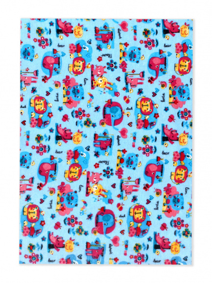 Пеленка фланель набивная зоопарк/синий