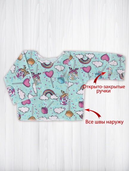 Распашонка РСОЗ чупсики/голубые