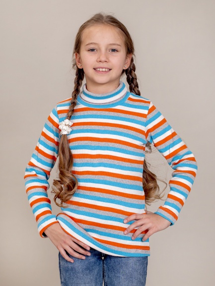 Водолазка (бадлон) оранж/василек