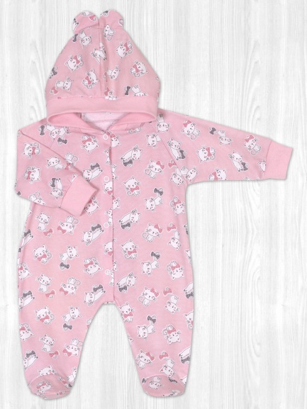 Комбинезон с ушками КМ2 мяу/розовый