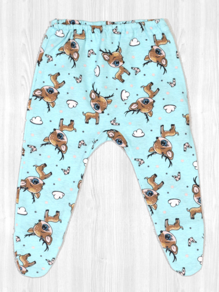 Ползунки детские на резинке олени/голубой