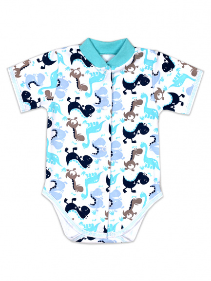 Боди для новорожденных дино/бирюза