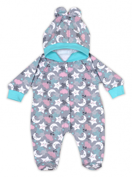 Комбинезон с ушками ночь/мятная