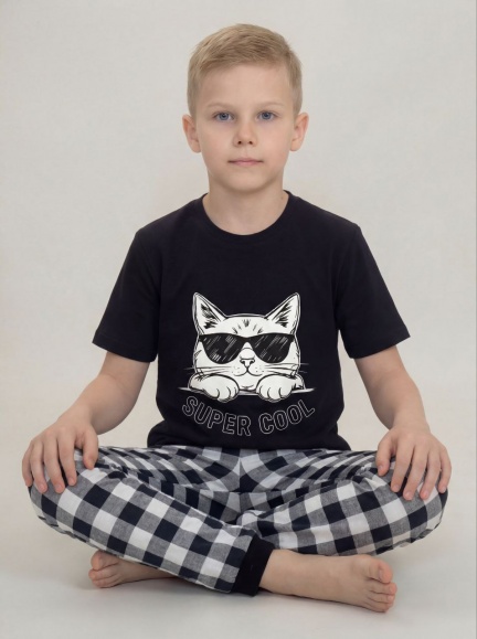 Пижама для детей ПЖТ-210 котик/крутой