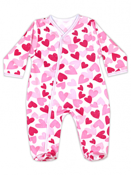 Комбинезон интерлок сердце/розовый
