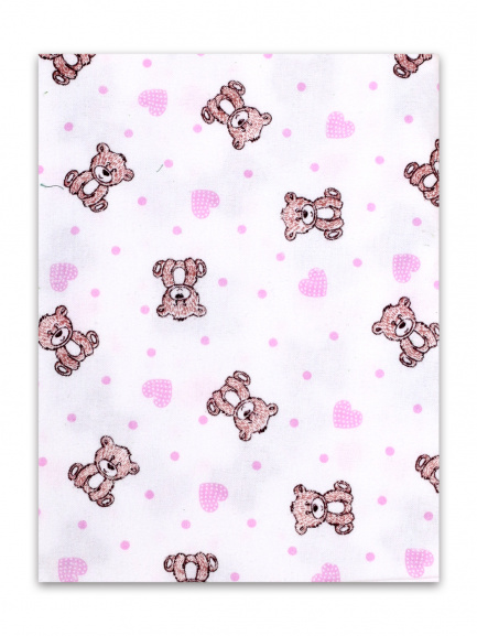 Пеленка фланель мишки/сердечки/розовый