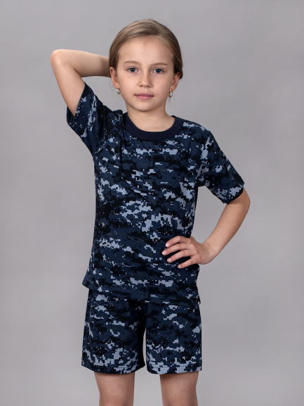 Пижама для детей пиксели/синий