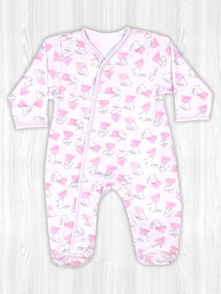 Комбинезон интерлок сердце/розовый