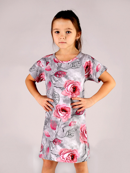 Платье летнее Цветы/серый