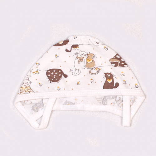 Чепчик детский трикотажный коты/бежевый