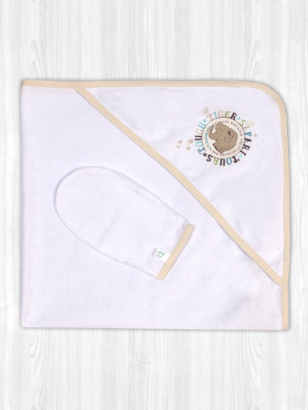 Пелёнка купальная с рукавичкой Т1 слон (краб/желтый)