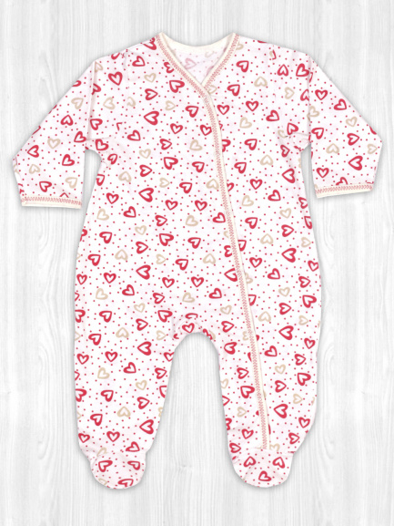 Комбинезон кулирка сердце/алый