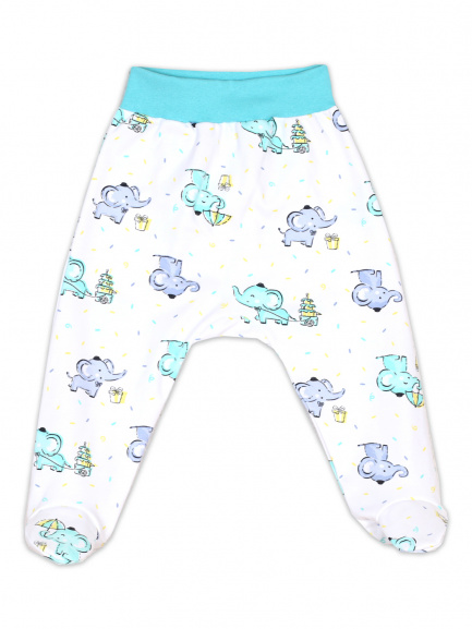 Ползунки на рибане слоны/мята