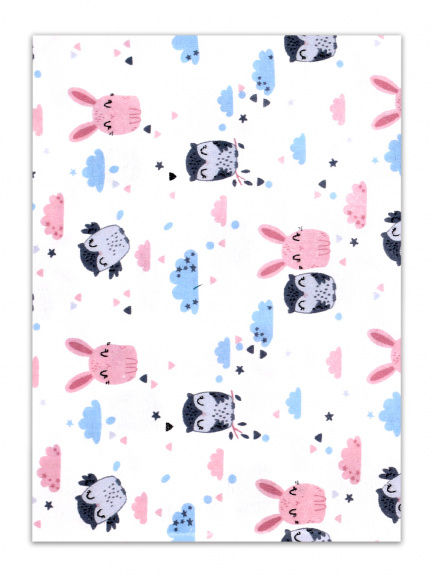 Пеленка фланель набивная Зайчик/розовый