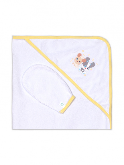 Пелёнка купальная с рукавичкой Т1 барашек/заяц