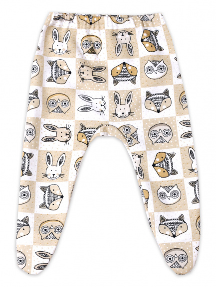 Ползунки для новорожденных на резинке Звери/беж