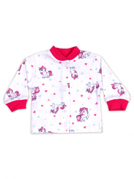 Кофта детская на кнопках Единороги/малина