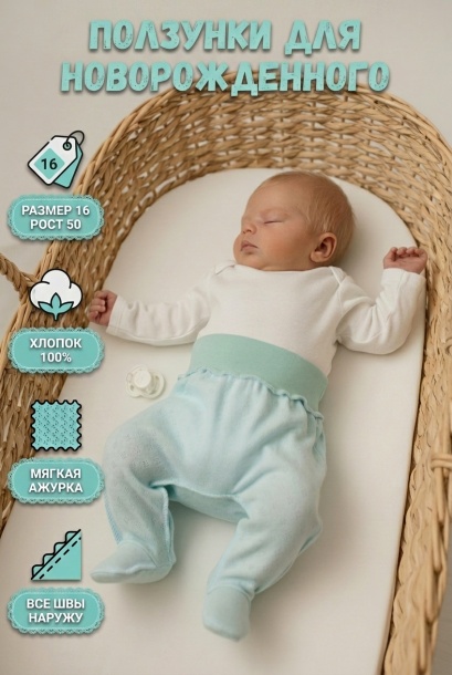 Ползунки Крошка ППг18 мятный/ажур