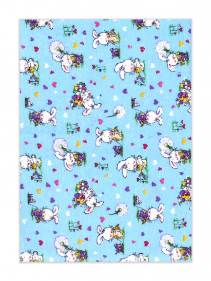 Пеленка фланель зайчики на голубом