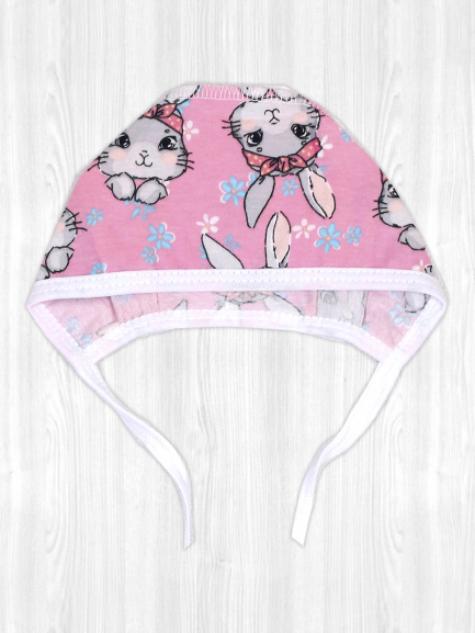 Чепчик детский трикотажный кролики/лапки