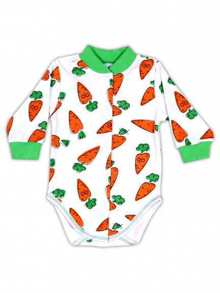 Боди для новорожденных морковь/зеленый