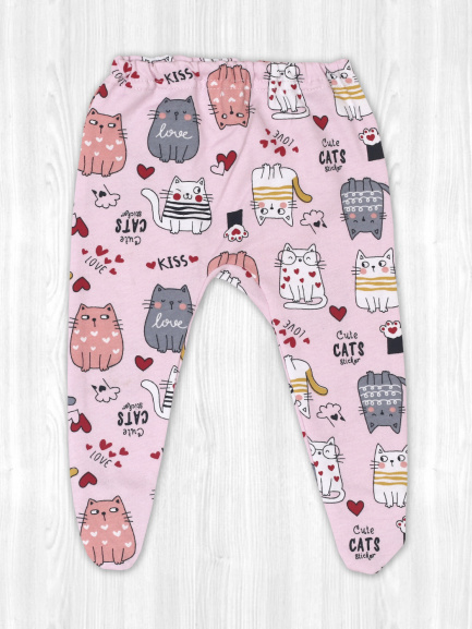 Ползунки на резинке ППг88 (ПрНЧ14ТУ) котик/розовый