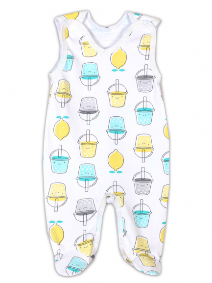 Ползунки детские на кнопках Стаканы/бирюза