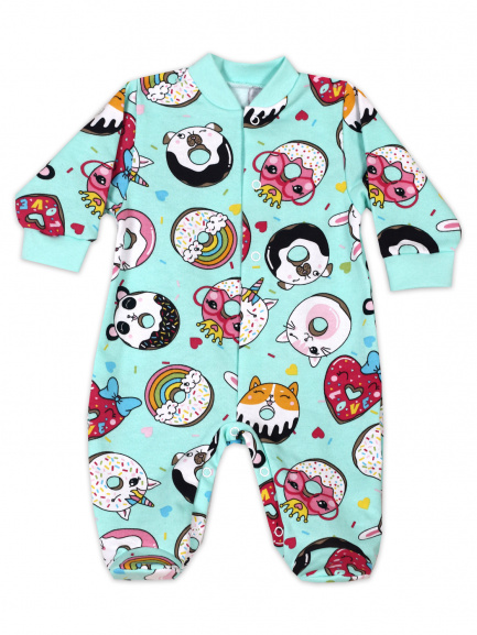 Комбинезон футер Пончики/ментол