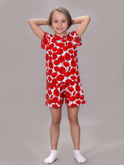 Пижама для девочки маки/белые