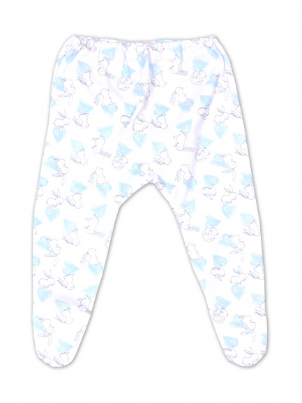 Ползунки детские на резинке кролик/голубой