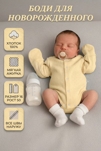 Боди Крошка М-7021 желтый/ажур