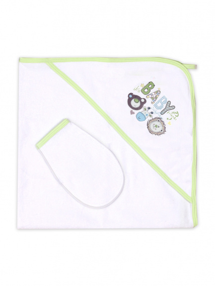 Пелёнка купальная с рукавичкой Т1 беби/зелёный