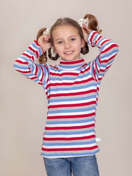 Водолазка (бадлон) синий/красный