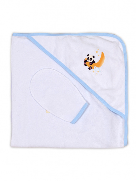 Пелёнка купальная с рукавичкой Т1 панда/месяц