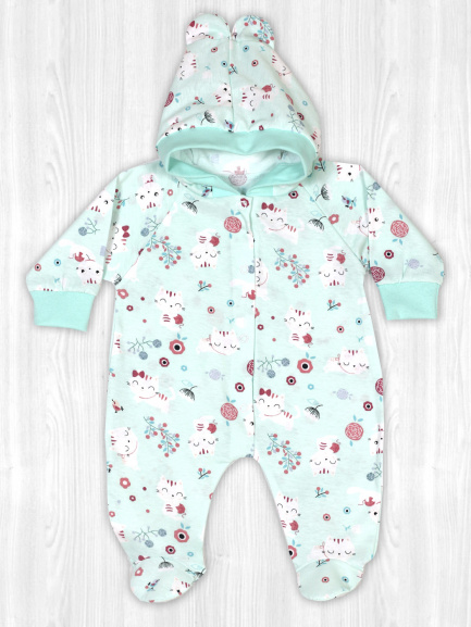 Комбинезон с ушками кошечки/ментол